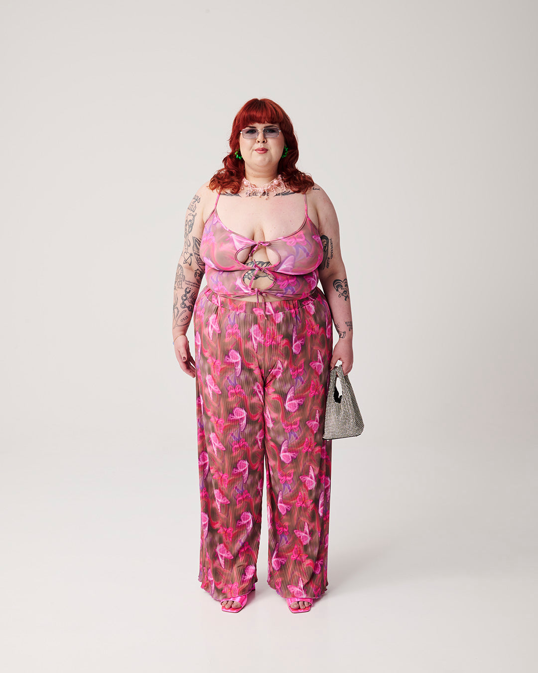 Sunset Sizzle Boulevard Bum plus-size broek, perfect voor een zomerlook met levendige print en comfortabele pasvorm