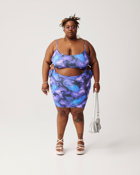 Fool Me Twice jurk in Luminescent Aura voor plus-size vrouwen, ontworpen voor een gedurfde, statement look