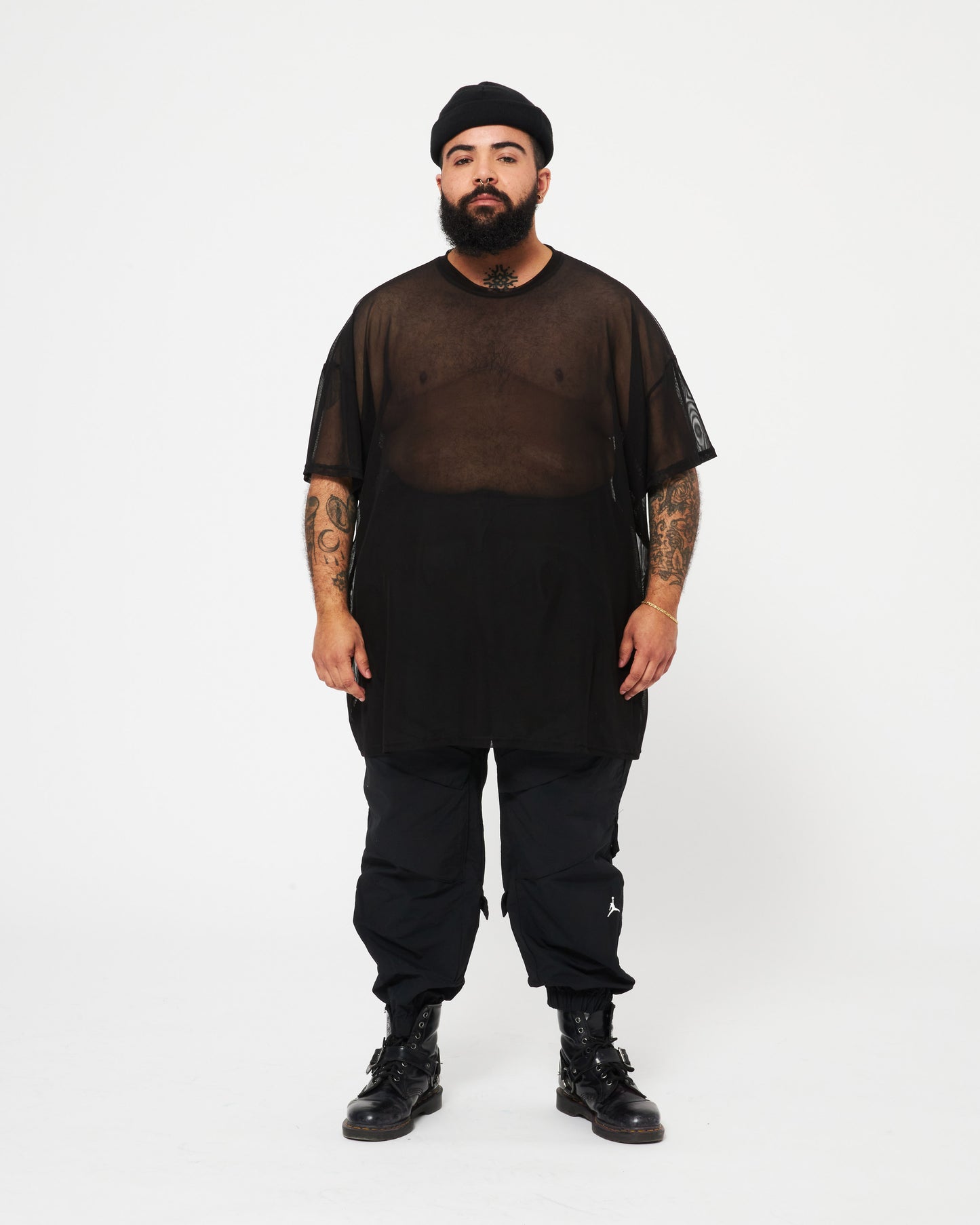 OVERSIZED T-SHIRT / ALL YOU CAN EAT / MESH BLACK