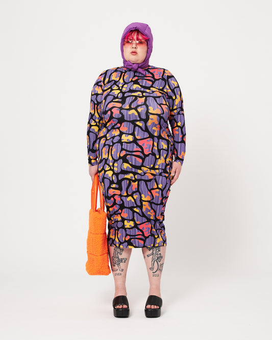 viscose maxi-jurk voor grote maten met kleurrijke en creatieve prints